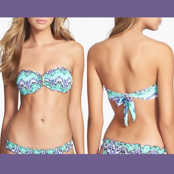 NWT Sofia by ViX [ Large ] Tie Dye Bandeau Bikini Top in‎ Aqua Mahal - Picture 2 of 9